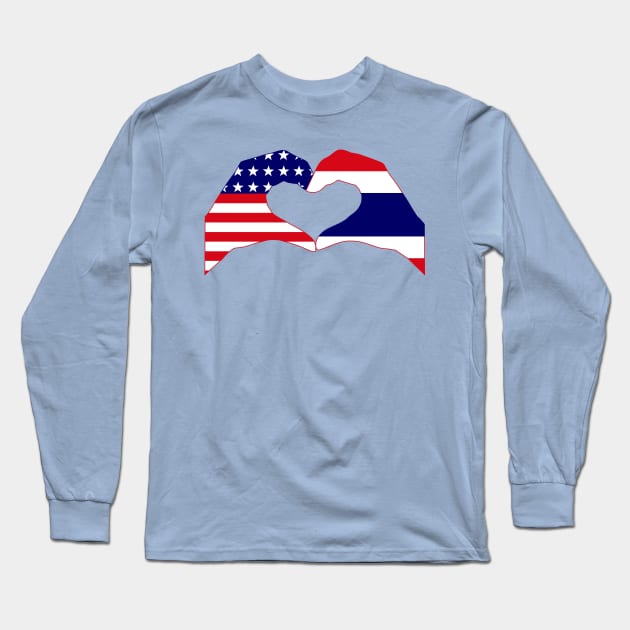 We Heart USA & Thailand Patriot Flag Series Long Sleeve T-Shirt by Village Values
